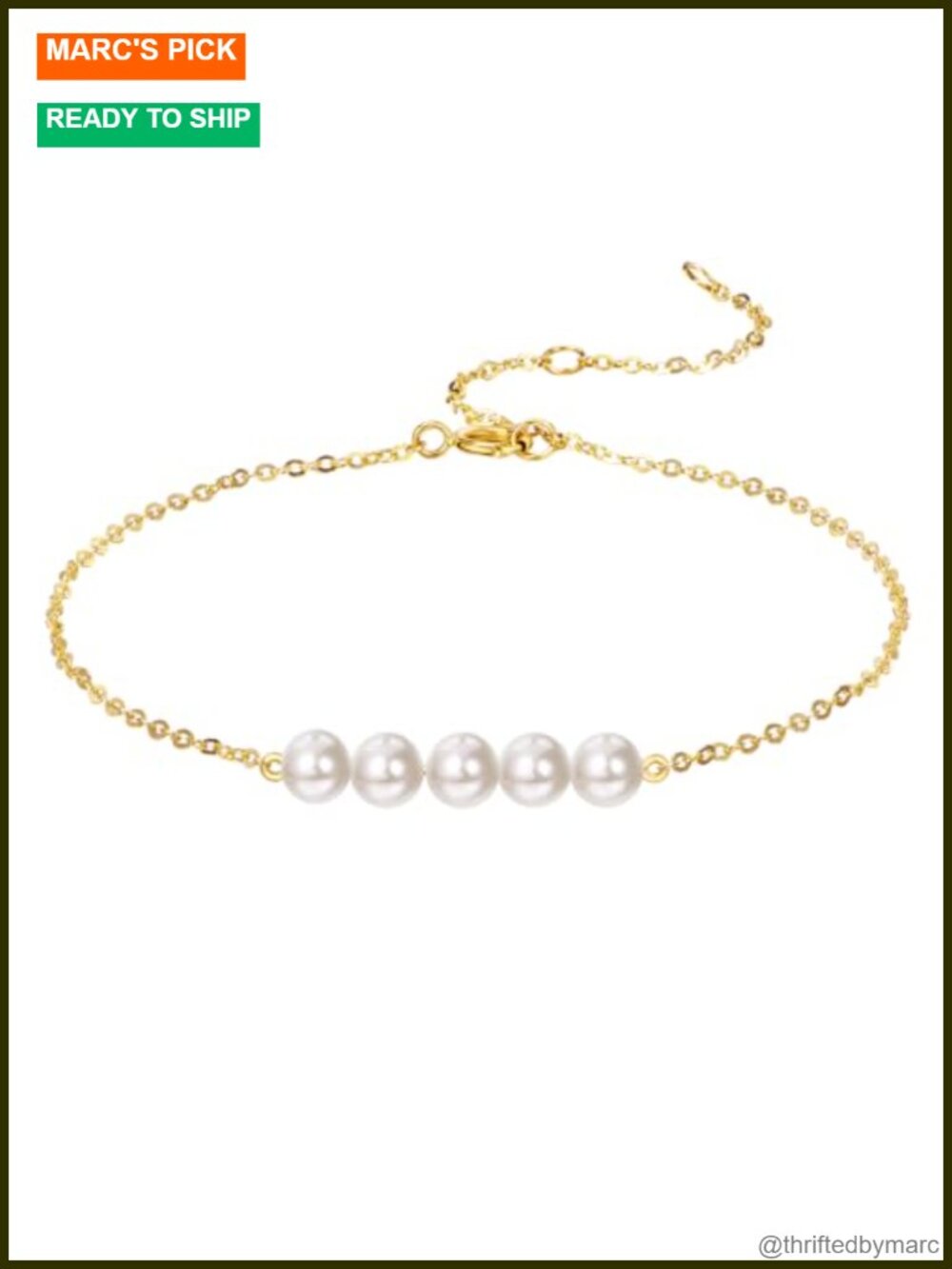 14K Real Gold Freshwater Pearl Bracelet Link Chain Anniversary Gift